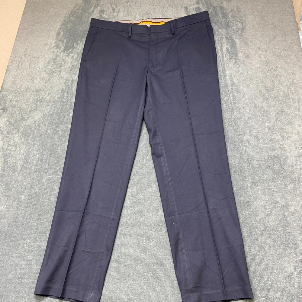 Haggar Dress Pants Mens 40x32 Blue Stretch Tailored Fit Mid Rise Straight Formal